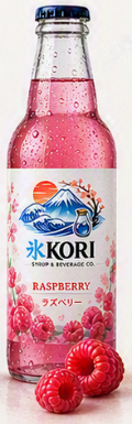 Bottle of Kori Raspberry sparkling carbonated beverage