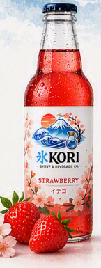 Bottle of Kori Strawberry sparkling carbonated beverage