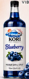 Bottle of Kori Blueberry premium simple syrup