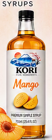 Bottle of Kori Mango premium simple syrup