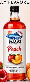 Bottle of Kori Peach premium simple syrup