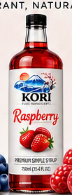 Bottle of Kori Raspberry premium simple syrup