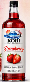 Bottle of Kori Strawberry premium simple syrup